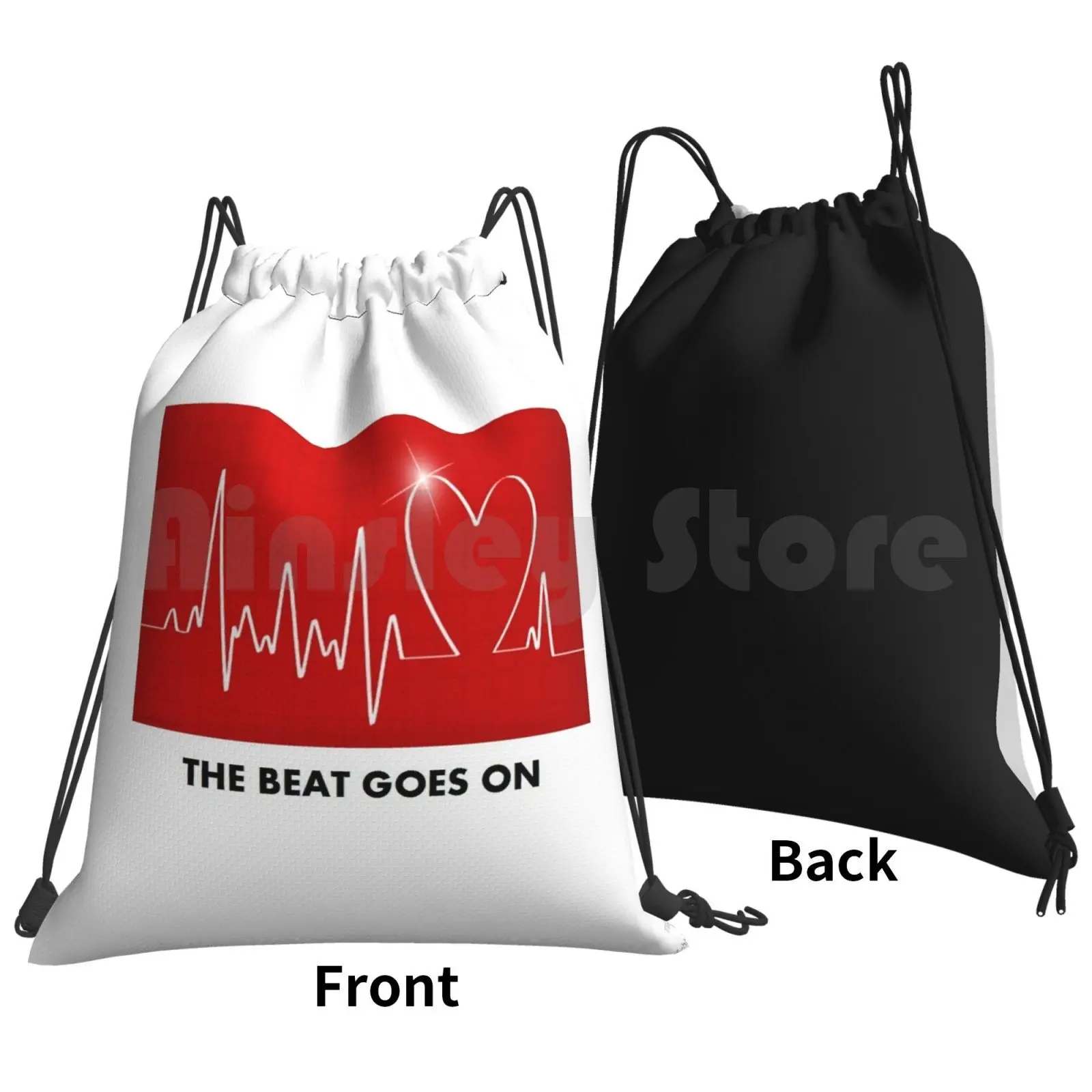 The Beat Goes On-Funny Post-Heart Surgery Backpack Drawstring Bags Gym Bag Waterproof Heart Attack Surgery Funny Cher