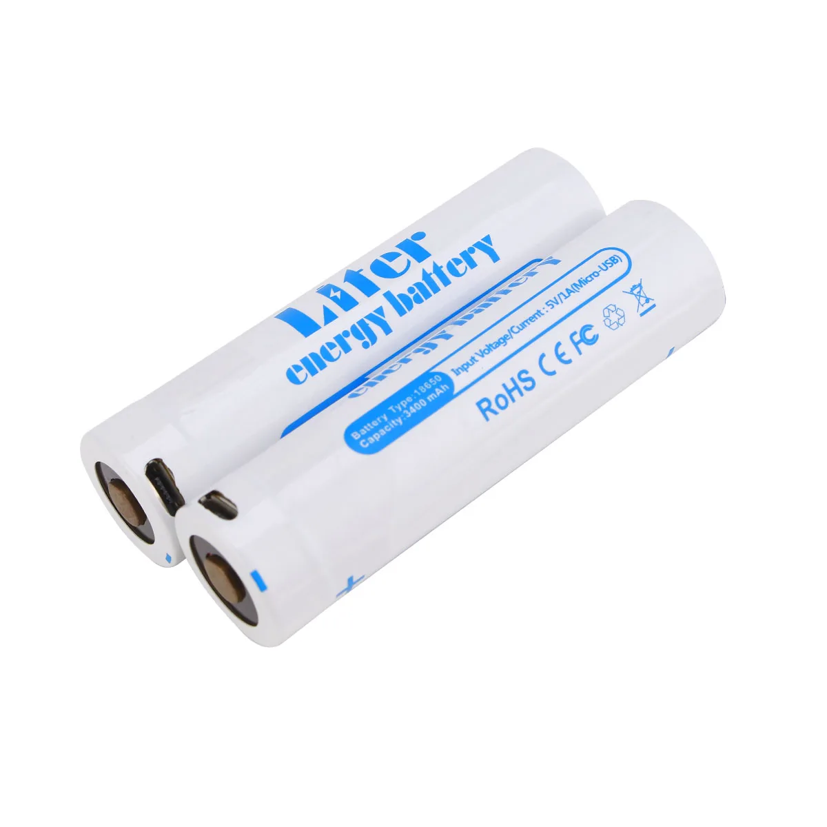 USB 18650 3400mAh 3.7V Li-ion Rechargebale battery With LED Indicator Light DC-Charging