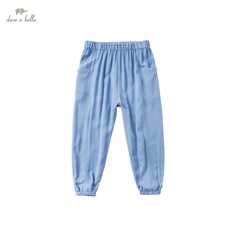 

DKS16638 dave bella summer 5Y-13Y kids girls fashion solid pockets pants children boutique casual calf-length pants