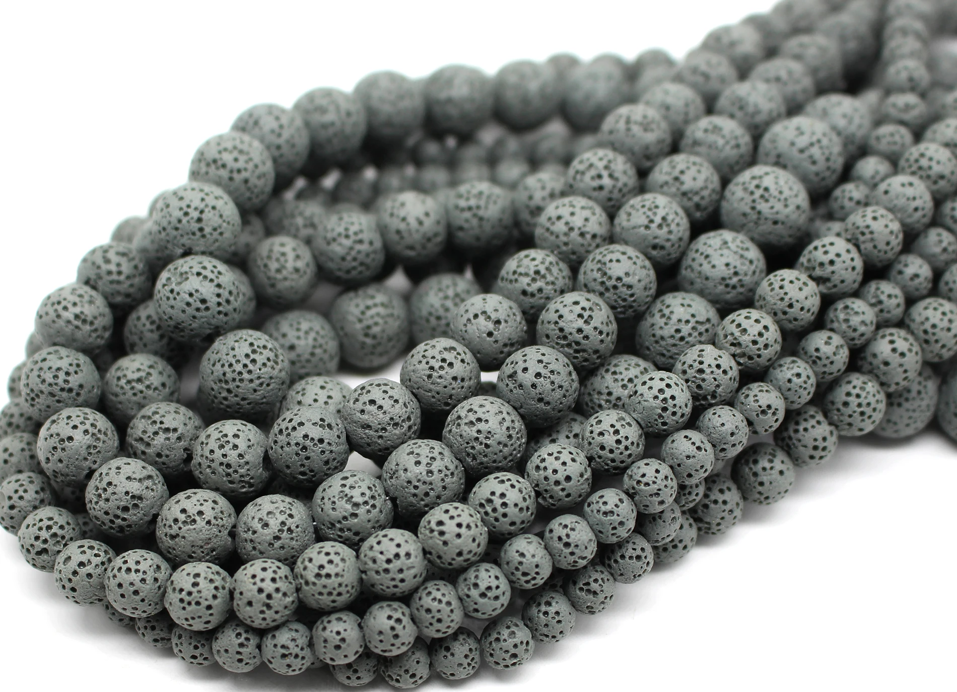 Oameusa Round Gray Lava Volcanic Stone Loose Beads Agates Beads for Jewelry Making DIY Bracelets 6mm 8mm 10mm 12mm