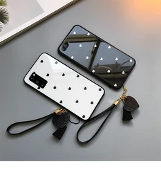 Tempered Glass Case For samsung galaxy A7 2018 A750 Love Heart Cover For Samsung A7 A8 A9 2018 A6 Plus A9S Tassel Lanyard Funda