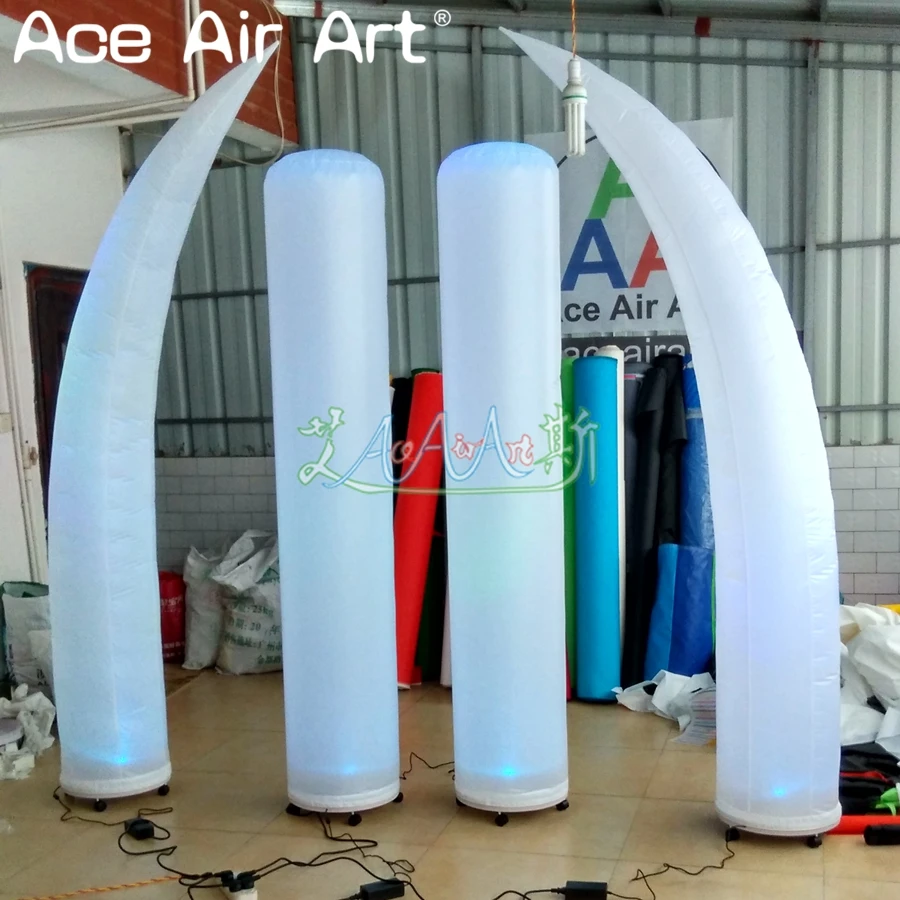 2 pcs Perfect DJ Show Decor Inflatable Standing Cone Straight Curved Pillars Columns with Base and Air Fan