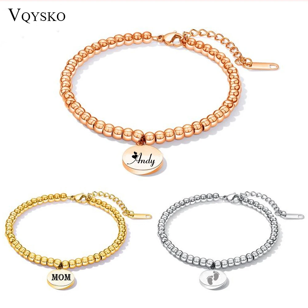 Fashion Charm Beaded Bracelets For Women Stainless Steel Bea