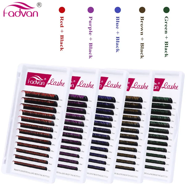 FADVAN Eyelashes Makeup Mink Lashes Ombre Color Purple Blue Gradient Color Eyelash Extension Premium Faux Cils Soft Mink