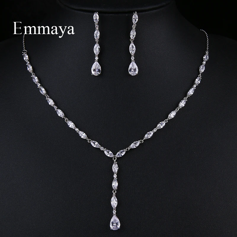 

Emmaya New Fashion Pure And Tiny Cubic Zircon Lovely Jewelry Necklace And Earring For Women&Lady Dazzling Dress-up In Party