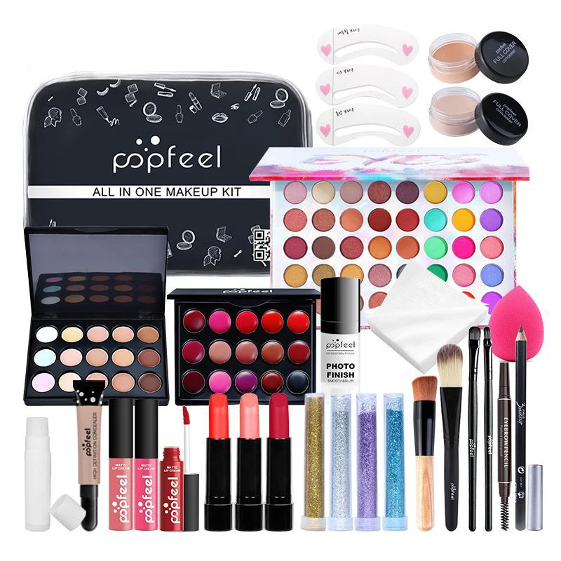 OWOSC Make Up Sets Beauty Natural Lipstick Eyeshadow Eyebrow Pencil Lip Gloss Foundation Makeup Brush Powder Puff Cosmetics Kit