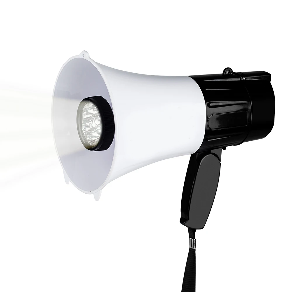 Handheld Megaphone Speaker 30W High Power Recordable Loudspeaker Tweeter for Teaching Speech Tourist Guide Tool with LED Light