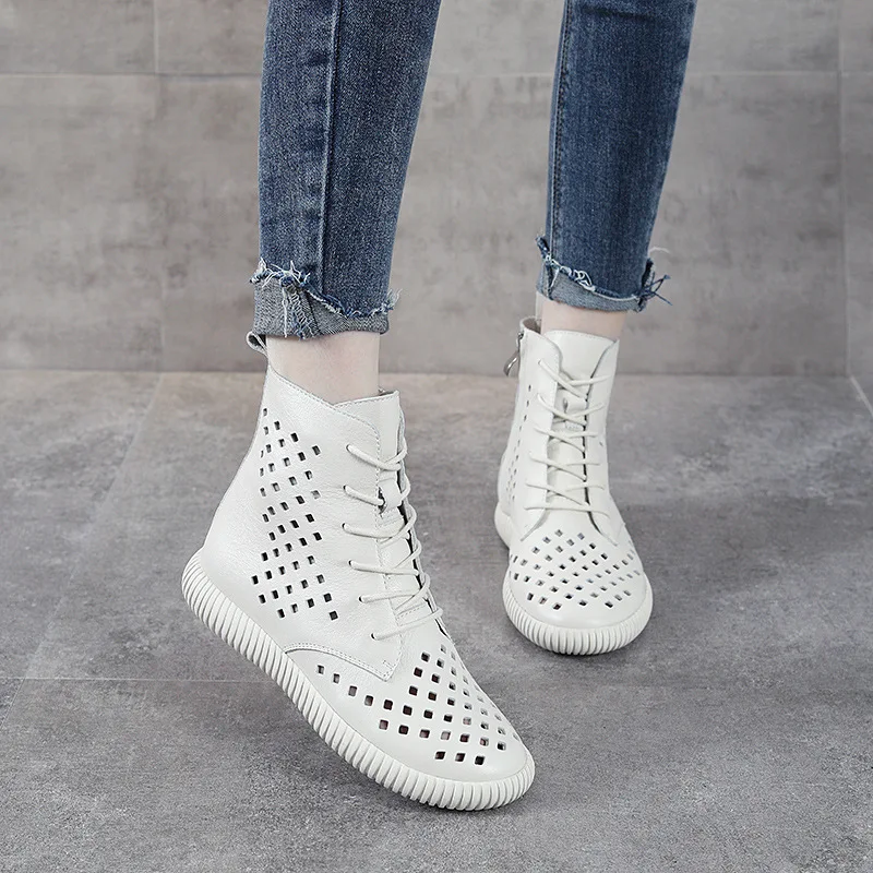 

Martin Sandals Women's Summer 2021 New Casual All-match Genuine Leather Hollow Short Boots Women's Thin Flat-bottomed Shoes