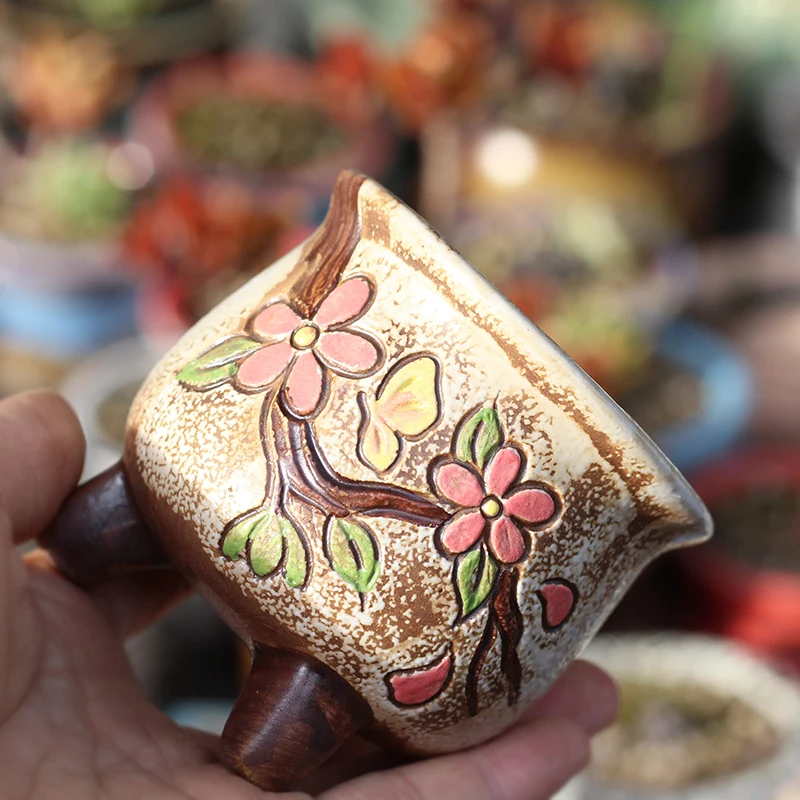 Horticultural Hand-painted Fleshy Plant Pot Rough Pottery Korean-style Simple Small Old Pile Air Permeable Thumb Pot Ceramics