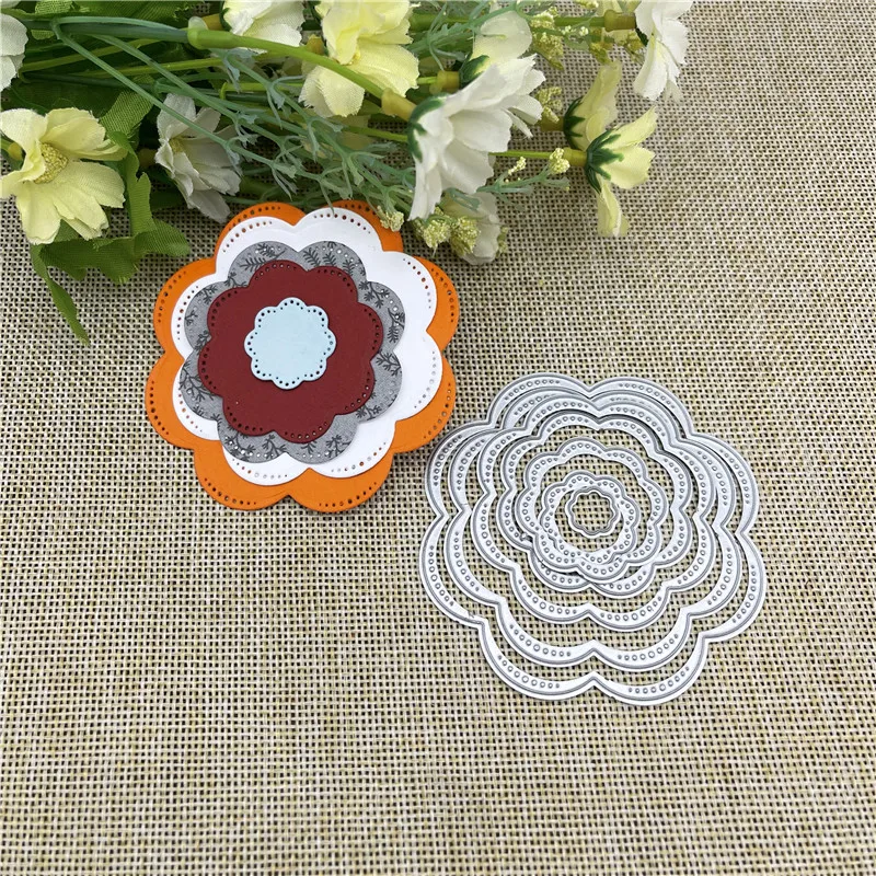 7pcs New Flower Shape Metal Cutting die keychain shaker Heart Paper Key Chain Scrapbook Paper Craft Card Punch Art Knife Cutter