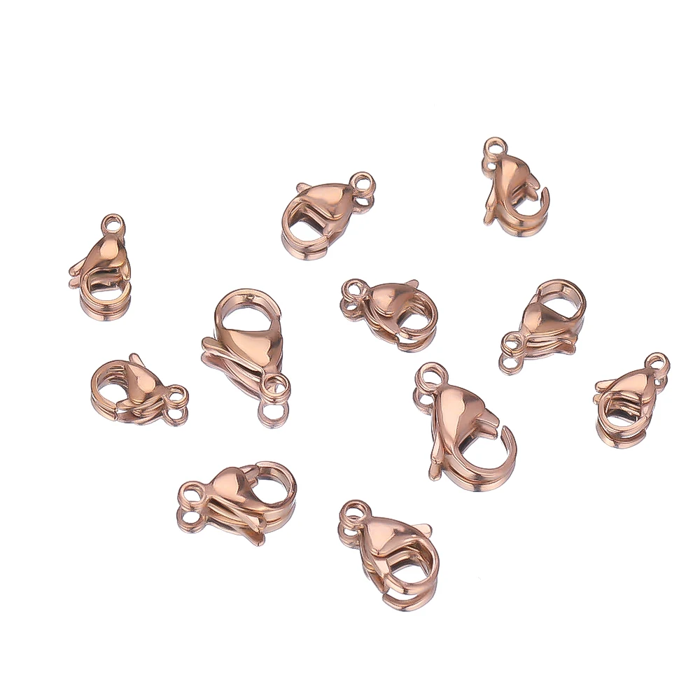 25 Stück Edelstahl 9mm 10mm 12mm 13mm Roségoldfarbene Karabinerhaken Verbinder für DIY Halsketten Schmuckherstellung Armbänder – Detail 6