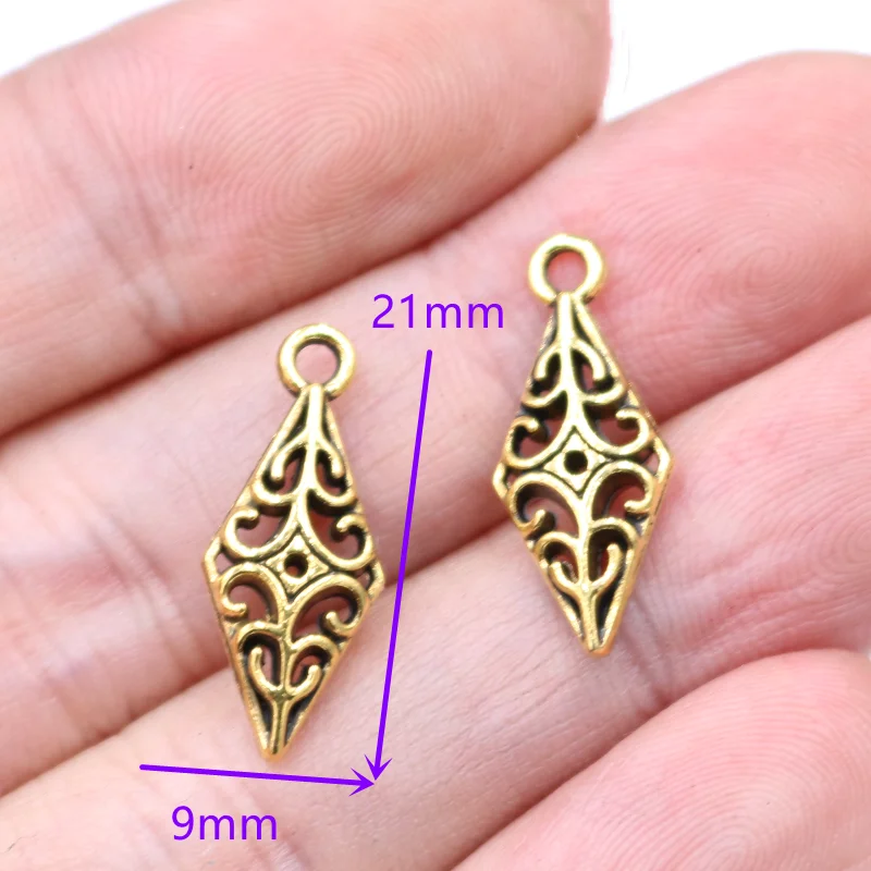 30pcs Two-Color 3D Prismatic Spear Pointed Pendant Supplies Retro Earrings Bracelet Accessories DIY Charms Jewelry Crafts Making