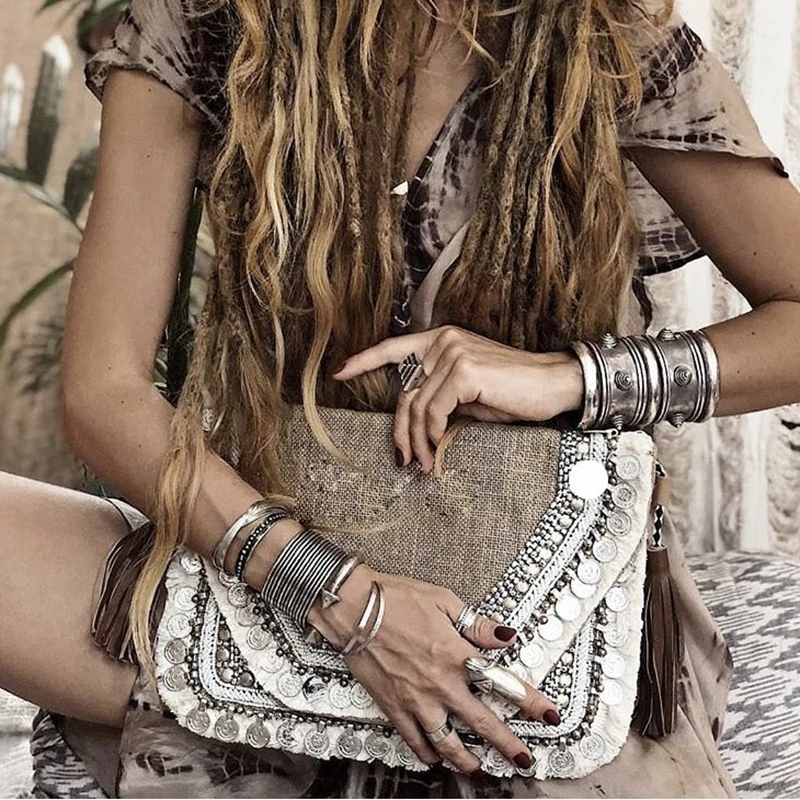 DOYUTIG di Marca di Estate Fresco Della Boemia di Disegno Indiani Fatti A Mano Borse Cross-body & Pochette Antico delle Donne del Ricamo Borse