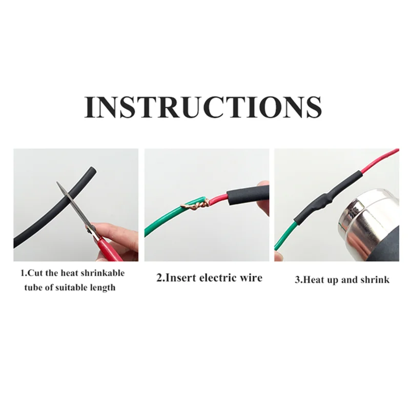 10M 2/4/6/8/10mm 2:1 Black Insulated Flame Retardant Heat Shrinkable Tube  Sleeving Wrap Wire DIY Connector Repair