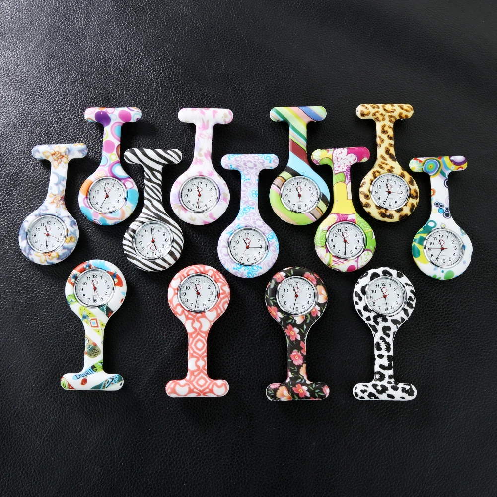 Women Nursing Watch Arabic Numerals Round digital clip on Silicone Nurses Brooch Tunic Fob Watches Nurse Pocket Watch