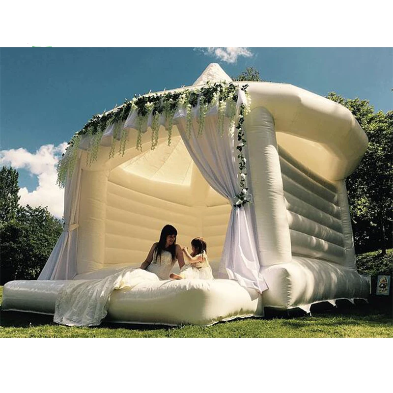 Free Air Shipping To Door White Inflatable Wedding Jumper Bouncer Castle /Jumping Bed/Bouncy Bounce House  For Adult Kids Party