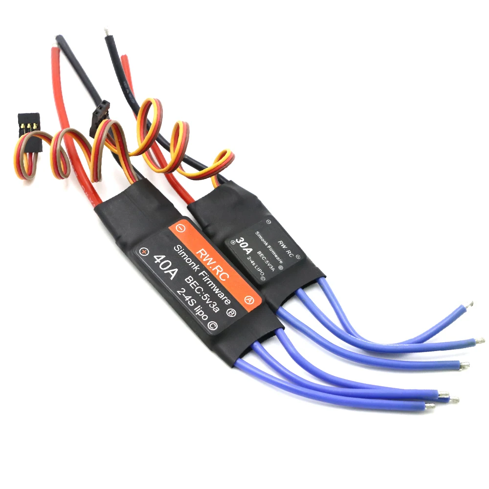 

RW.RC Simonk 30A 40A 2-4S Lipo 5V/3A Output Brushless ESC Speed Controller For Rc Multicopter FPV Drone Model