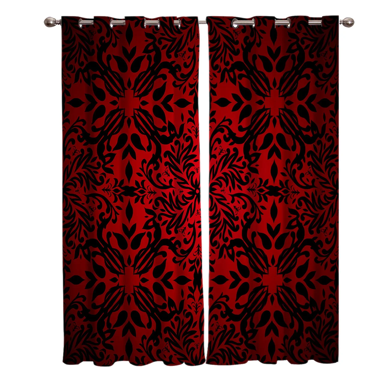 Baroque Flower Pattern Red Living Room Curtains Floral Design Curtain for Kids Bedroom Window Treatment Drapes