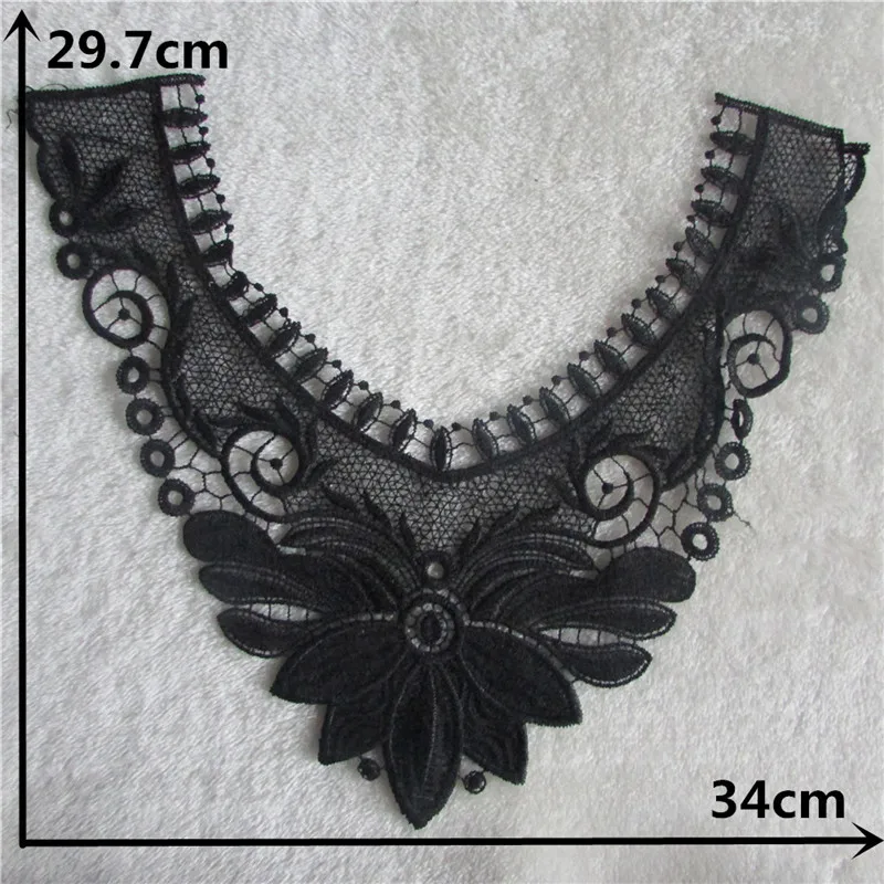 Black Lace Collar Trim DIY Embroidery Lace fabric Laces Applique Sewing Trim craft Materials Dresses Accessories 1pcs sele