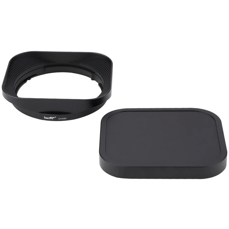 Haoge Kim Loại Vuông Bằng Lưỡi Lê Lens Hood Cho Máy Ảnh Fujifilm XF 33Mm F1.4 R WR, fuji XF 33Mm F/1.4 R LM WR Hood Bóng Với Nắp Kim Loại