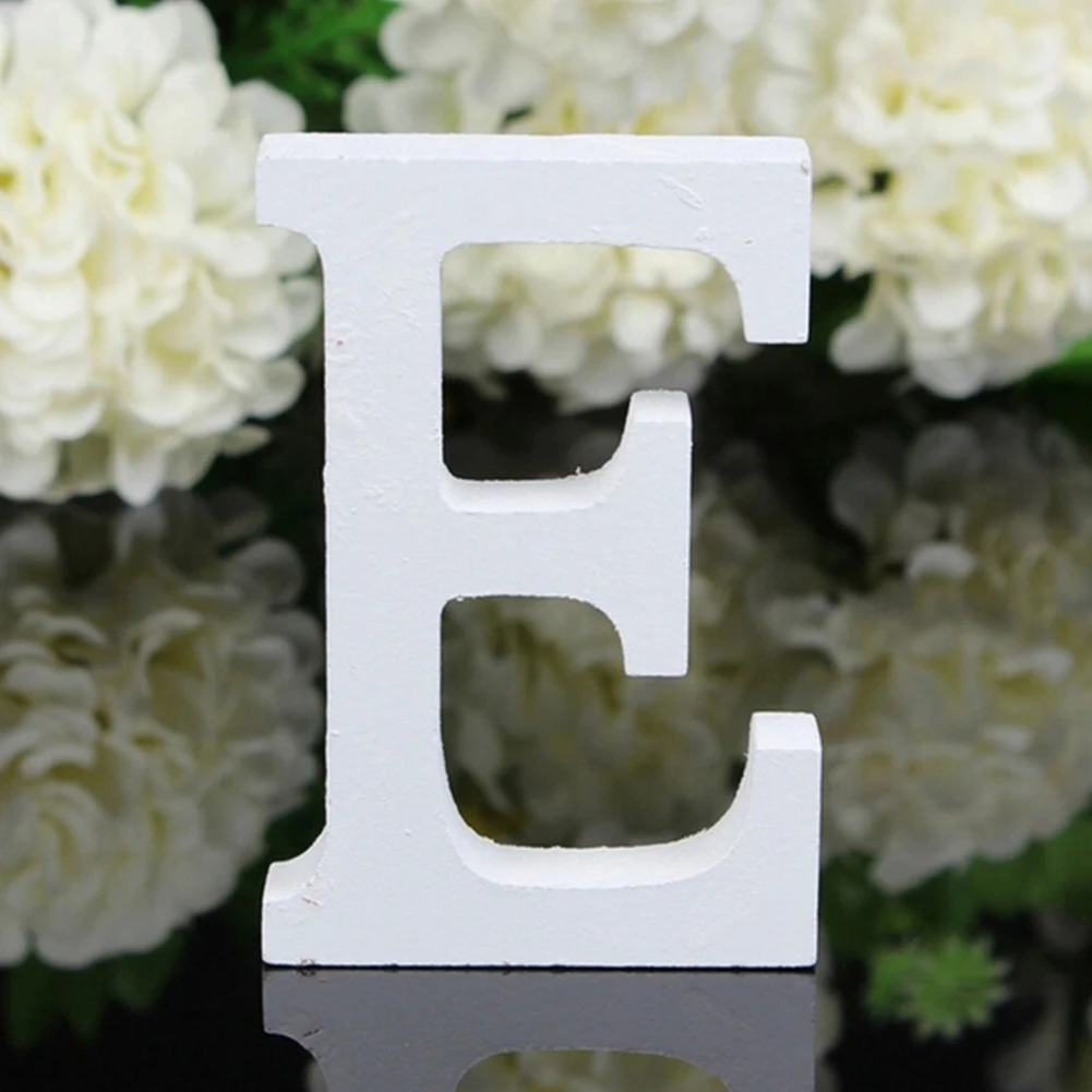 Lettres de l'alphabet blanches en bois optique créative, décorations pour la maison, fête de mariage, anniversaire, artisanat, arts, conception de nom personnalisée