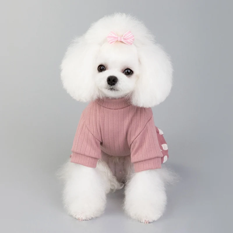 Pet Summer Cotton Dress For Small Dogs Breathable Doggy Dot Ruffle skirt Half Sleeve Princess Style Puppy Dogs Wedding Dresses H