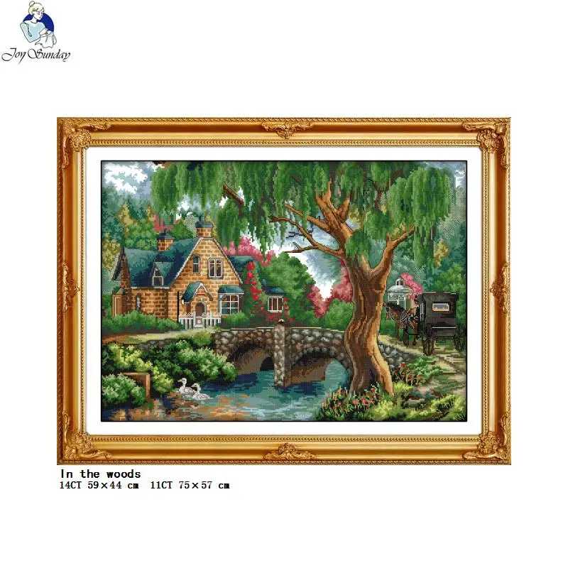 In the woods counted and stamped cross stitch kit 14ct11ct printed fabric embroidery set DIY needlework home decoration painting