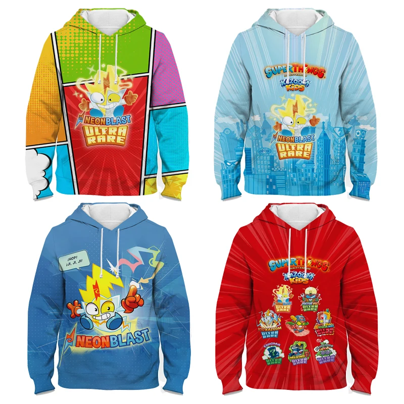 Boys Girls Superthings 8 Hoodies Kazoom Kids Neonblast 3D Print Sweatshirts Children Cartoon Anime Pullovers Tops Coats Sudadera