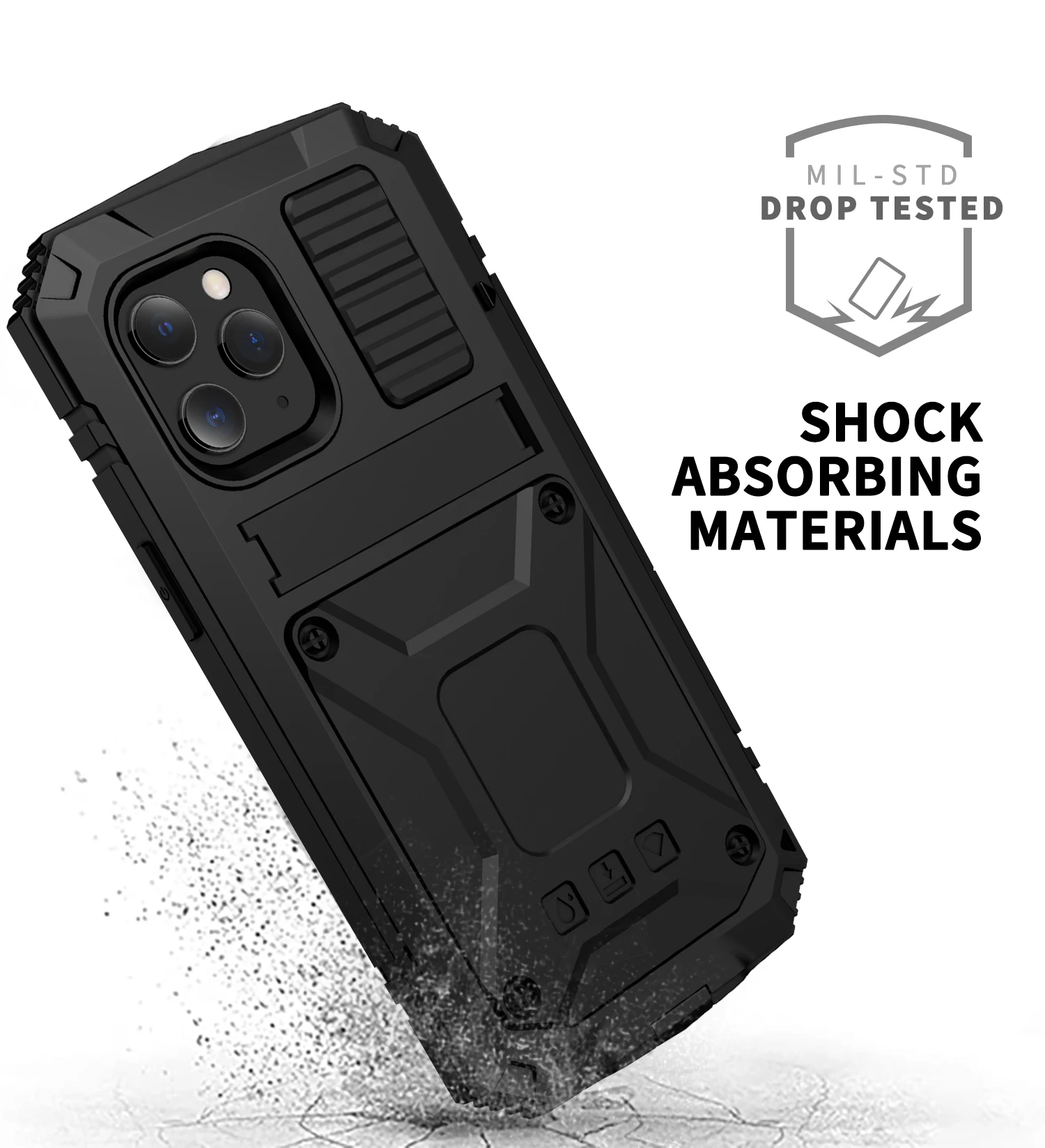 Powerful Case For iphone 12 Pro Max Case Metal Armor Shock Dirt Proof Kickstand Waterproof Phone Case for iphone 12 Mini Cover