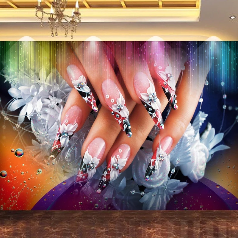 

Papel Tapiz Mural Wallpaper 3D Creative Art Nail Shop Colorful Background Wall Decor Modern Art Wall Painting Papel De Parede 3D