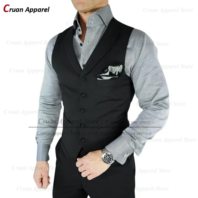 

Luxury Single Breasted Charcoal Mens Suit Vest Slim fit Wedding Groomsman Groom Waistcoat Formal Prom Party Sleeveless Jackets