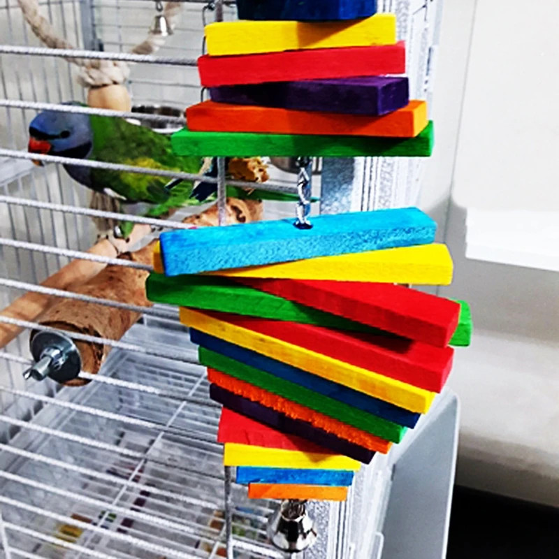 Rainbow Wooden Bird Chew Toy 5