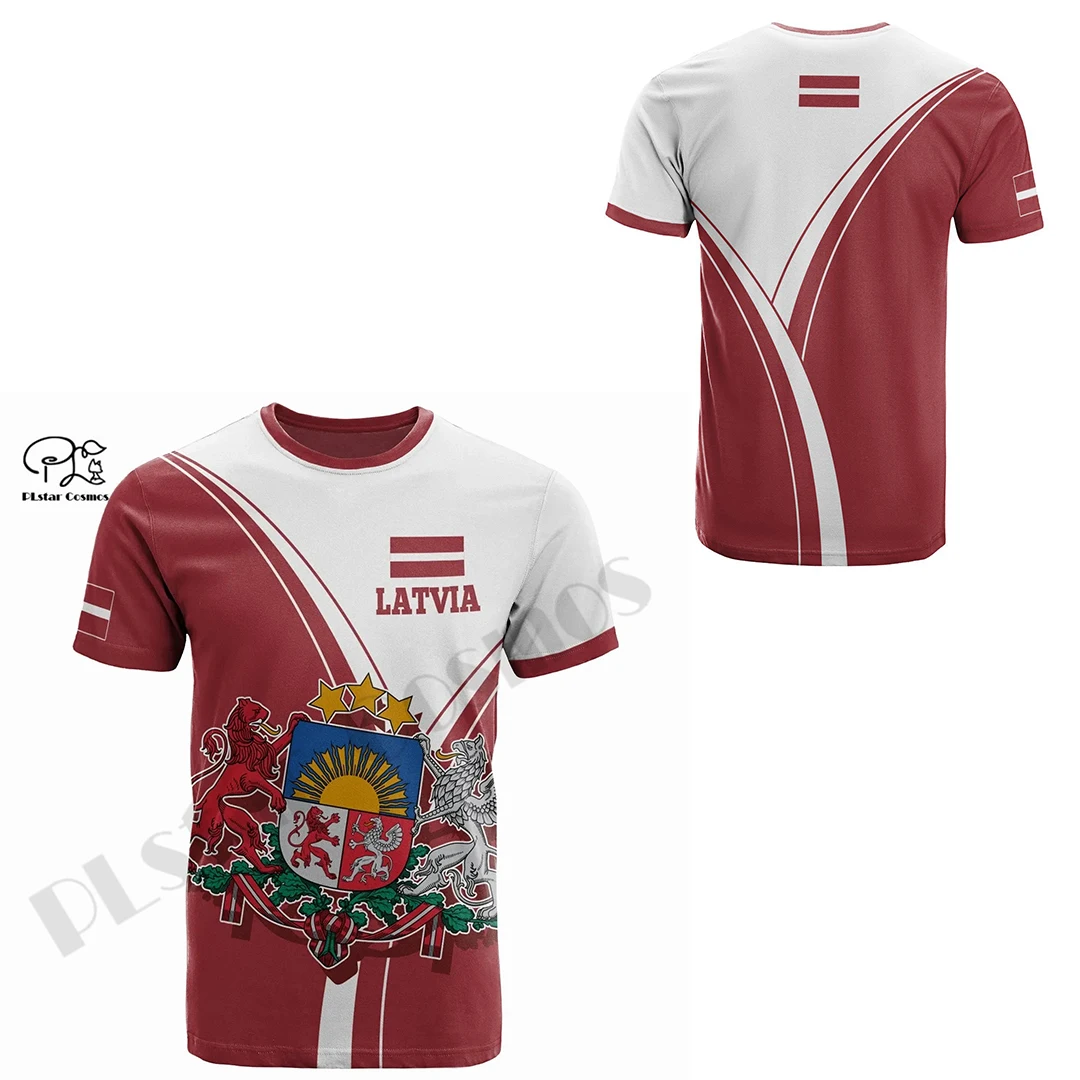 PLstar Cosmos 3DPrinted Newest Latvia Country Flag Unique Unisex T-Shirt Art Shorts Sleeve Awsome Funny Harajuku Streetwear A-1