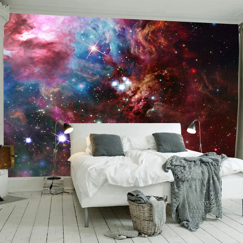 Custom Self-Adhesive Mural Wallpaper Modern Fashion Starry Sky Space Nature Landscape Fresco Living Room Bedroom 3D Wall Sticker