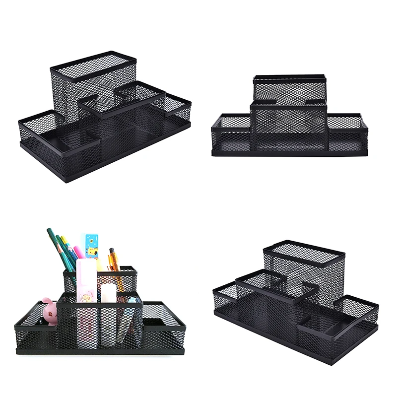 

Metal Mesh Desktop Pen Holder Organizer Office Home Stationery Storage Case