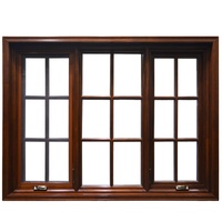 Wood clad aluminum casement window with double glass for home