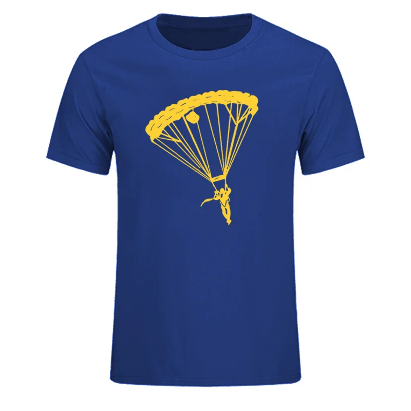 Men\'s Short Sleeve T Shirts Tops Printing Casual Cotton Tees New Sky Divers Parachute Funny T-shirt EU Size