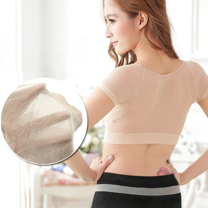 1 Pc T-shirt Shape Sweat Pads Reusable Washable Underarm Armpit Sweat Pads Perfume Absorbing Anti Sweat for Women Set