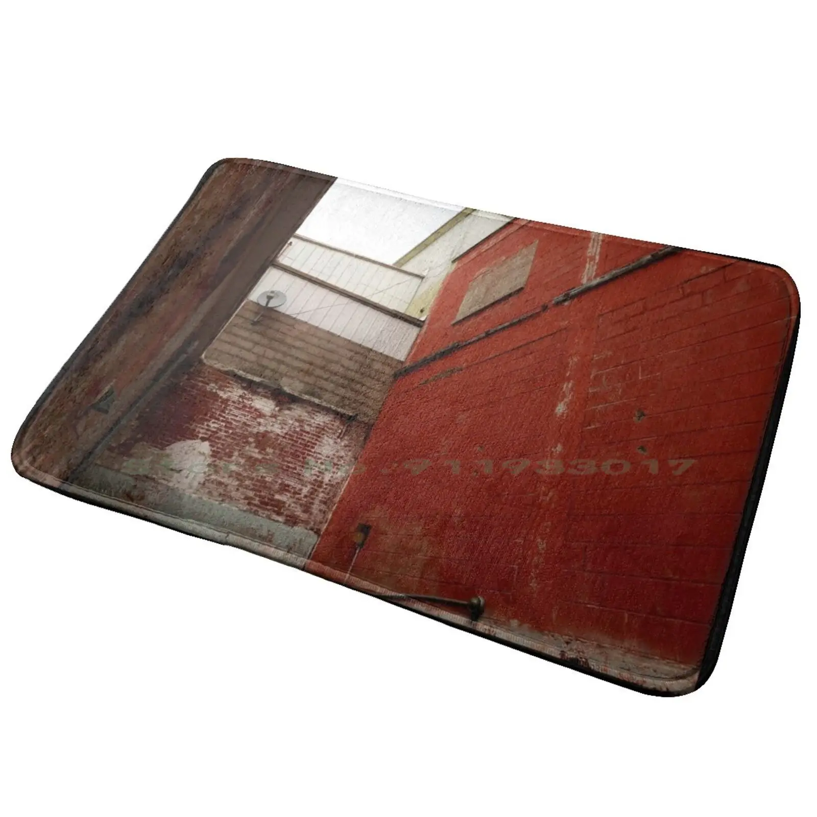 Loading Dock Entrance Door Mat Bath Mat Rug Julie Robb Loading Dock Red Brick Old Concrete Industrial Warehouse Layers Peeling