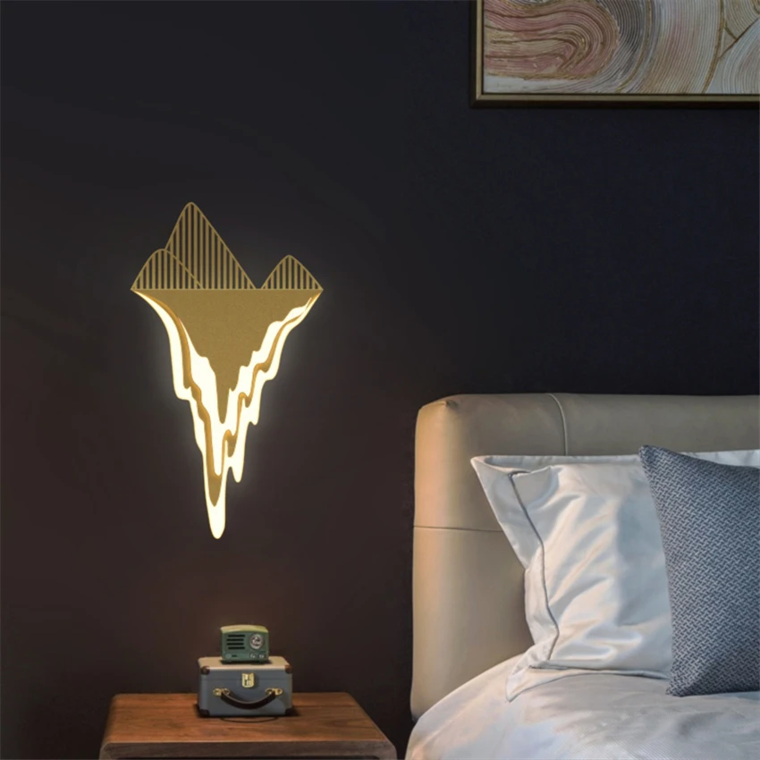 Modern luxury gold iceberg wall lamps study Nordic living room background wall sconces lights bedroom bedside decor fixtures