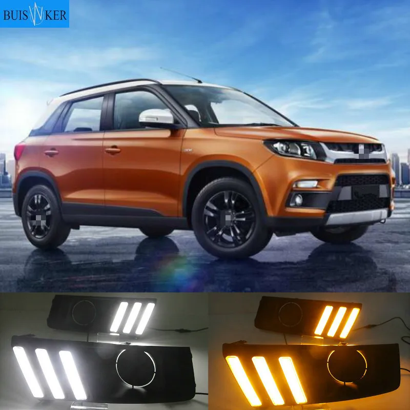 

2PCS Car LED Daytime Running Light DRL Fog lamp with yellow Turn Signal For Suzuki Vitara 2015 2016 2017