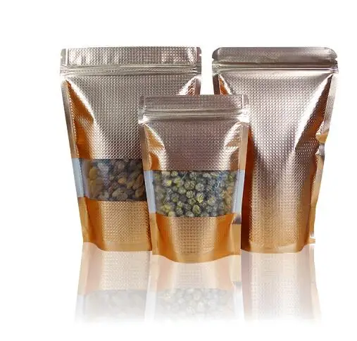 Thick Gold And Silver Front Window Zipper Bag Small Dried Fruit Food Moisture-proof Packaging Sealed Bag