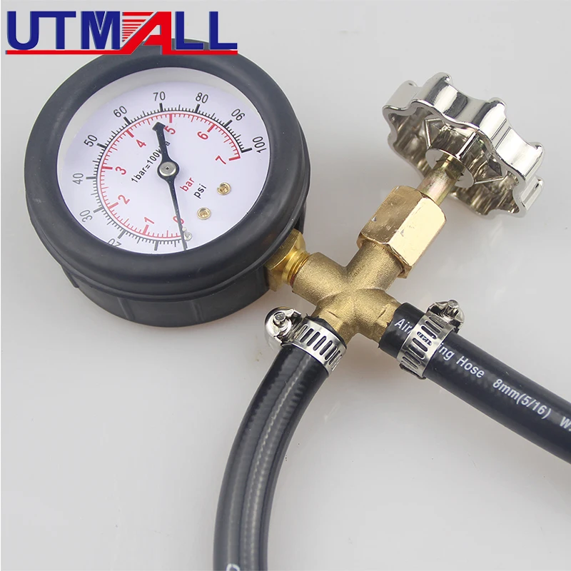 Quick Connected Fuel Injection Pump Pressure Tester Gauge With Valve 0~100PSI