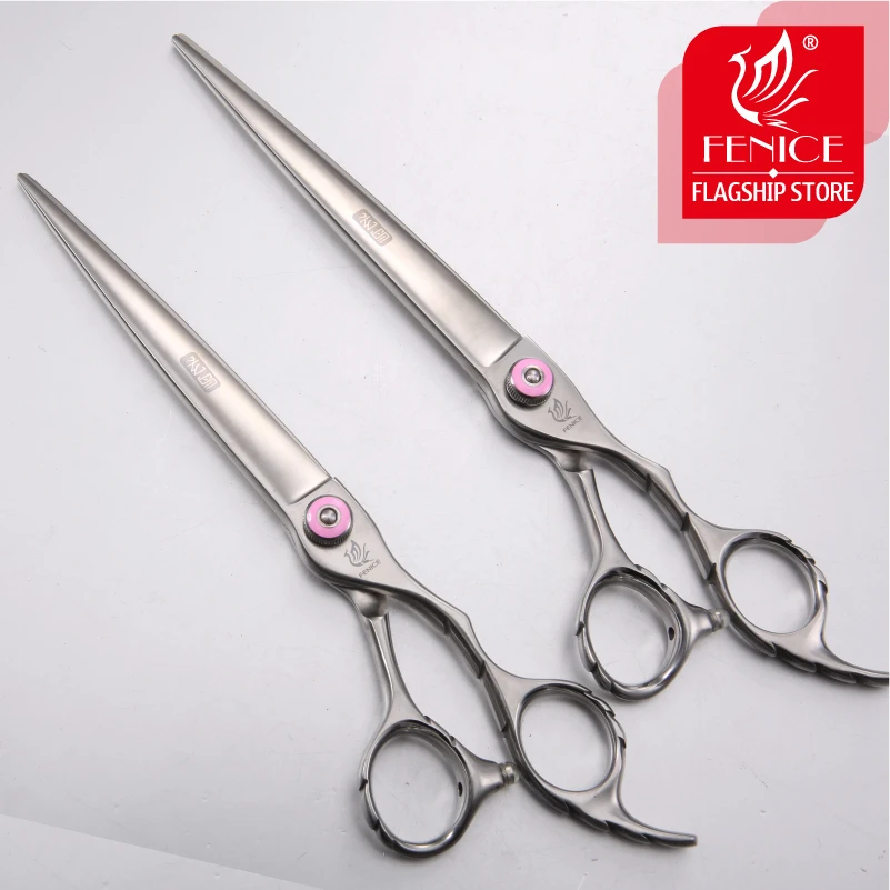 Fenice Professional Pet Grooming Scissors Straight Cutting Shears 7.0/7.5 Inch Dog Grooming Tools JP440C Steel Tesoura Tijeras