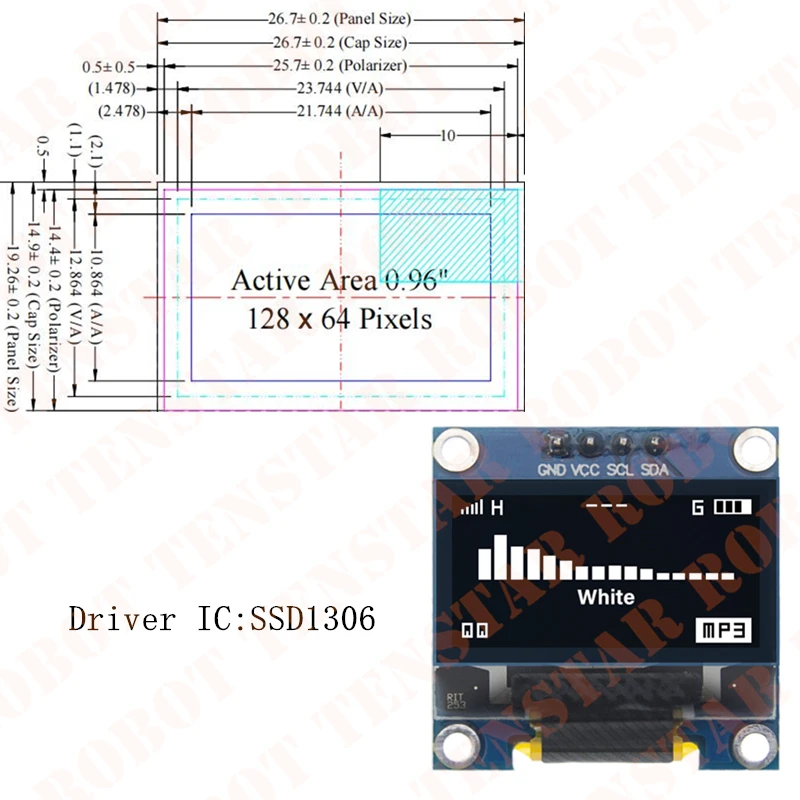 0,96 Cal OLED SSD1306 biały/niebieski/żółty 128 x64 IIC I2C moduł wyświetlacza szeregowego 12864 plansza LCD dla Arduino