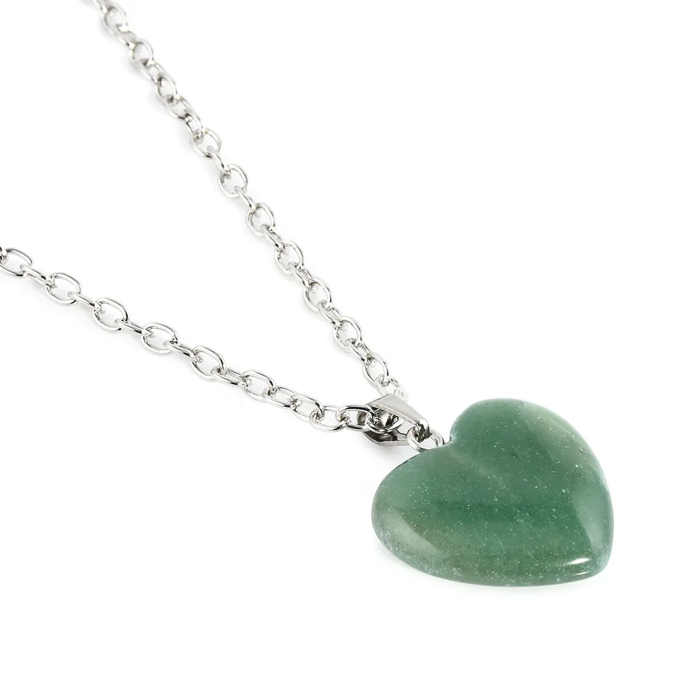 Cute Heart Natural Quartz Stone Choker Necklace Women Lucky Healing Chakra Opal Stone Pendant Necklace Female Jewelry Party Gift