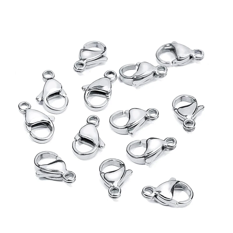 10pcs/lot  Lobster Clasps Hooks for DIY Jewelry Findings Stainless Steel Connect Buckle 10mm 11mm 12mm