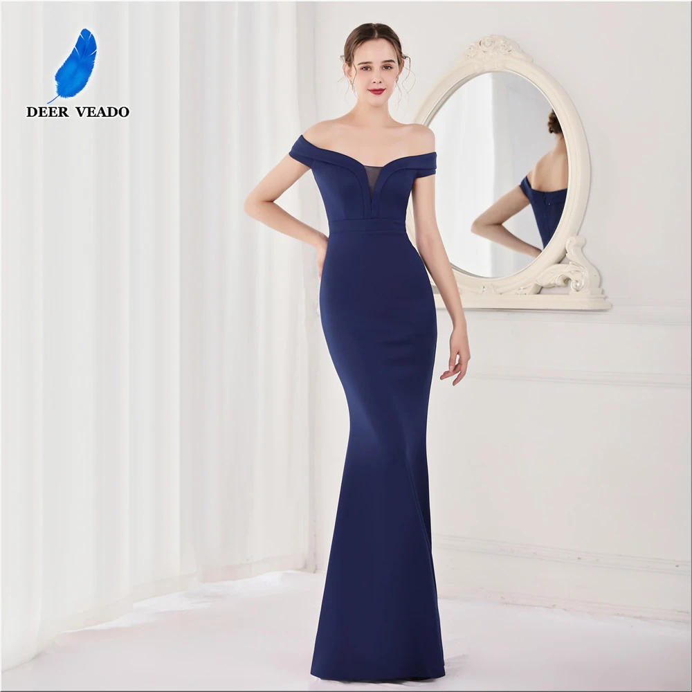 

DEERVEADO Mermaid Evening Dresses 2021 New Elegant Maxi Dresses For Women Off the Shoulder Party Dresses Evening Gown K18853