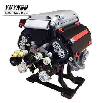 New 871pcs high-tech parts 32 air valve 8-cylinder 4-stroke engine V8 MOC building block brick model parts kit children toys