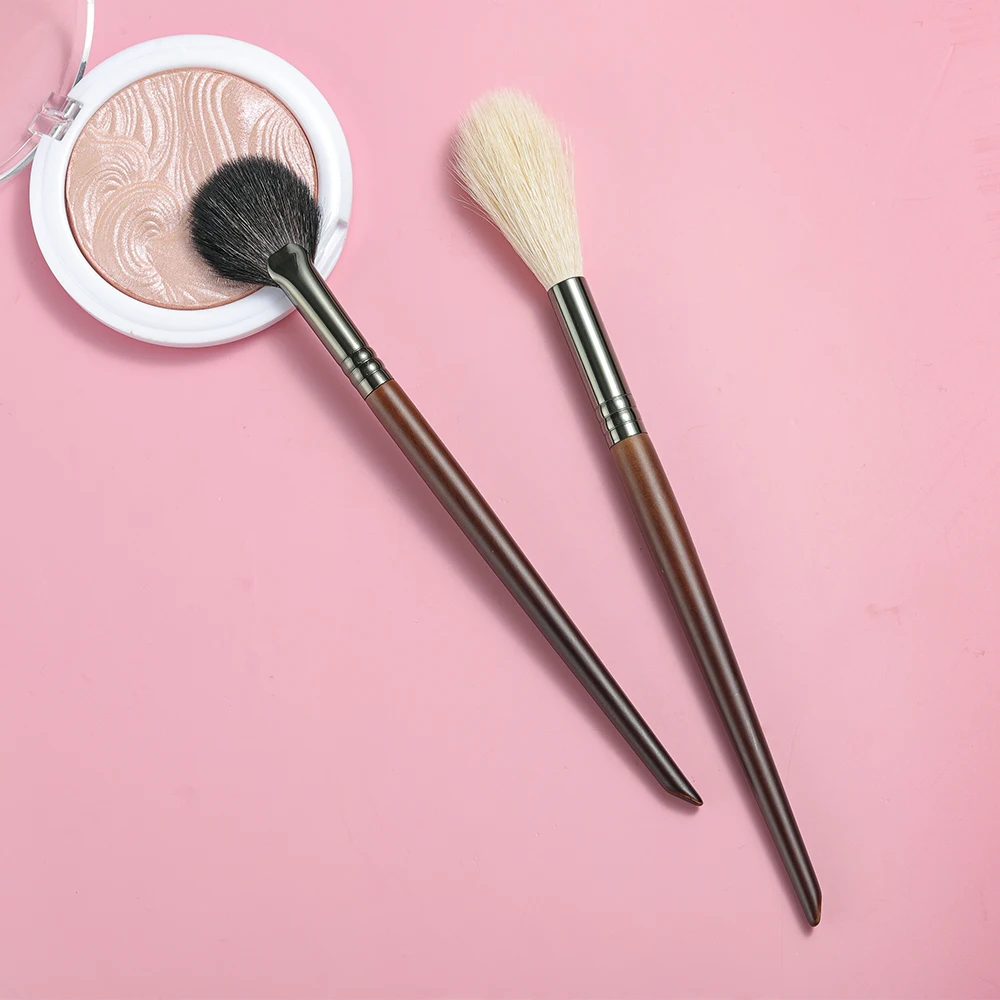 OVW 2PCS Goat Hair Flame Shape Highlight Brush Soft Professional Facial Fan Makeup Brushes Set Beauty Cosmetics Tool Maquiagem